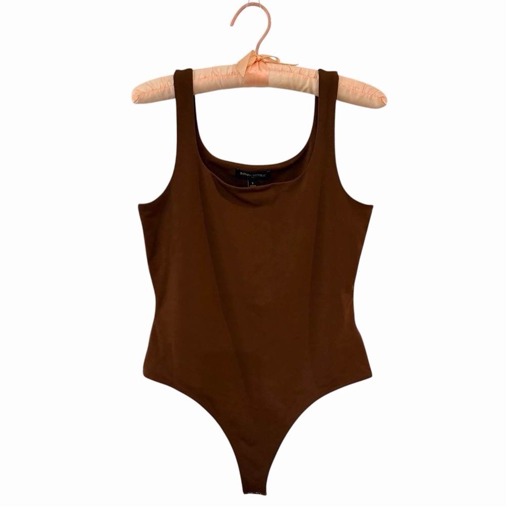 Banana Republic Brown Sleeveless‎ Bodysuit Women's Small Stretch Snap Closure